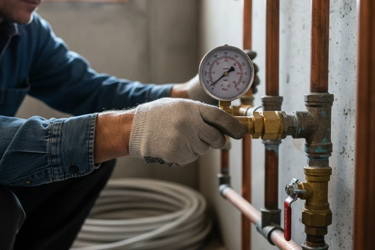 Pressure testing a repaired line during Water Line Repair in Markleysburg